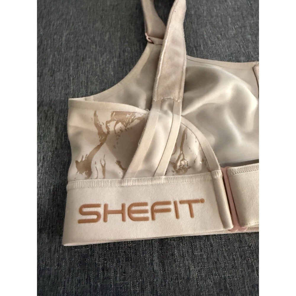 SHEFIT Flex Sports Bra 1Luxe Peach Marble Medium Impact Zip Front Adjustable - Picture 4 of 5